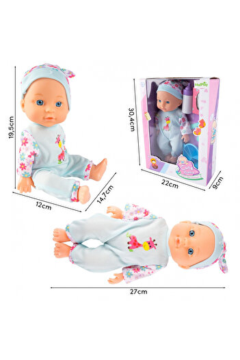 MalPlay Papusa bebe pentru copii Malplay, cu detalii realiste, include set de accesorii pentru hranire, inal