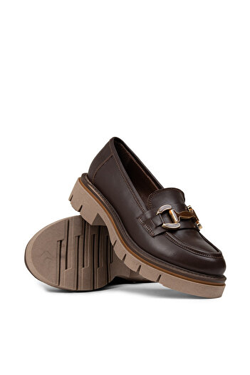 Deery Women's Brown Genuine Leather Loafer Shoes