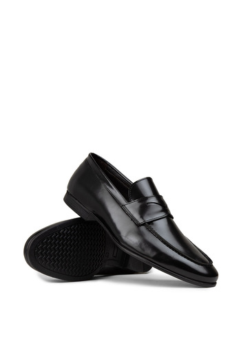 Deery Men's Genuine Leather Black Loafer Shoes
