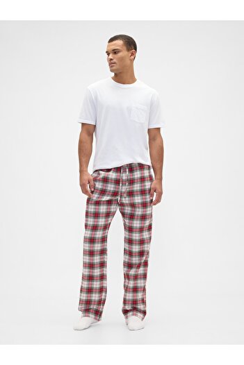 GAP Erkek Kırmızı Relaxed Flannel Pijama Altı