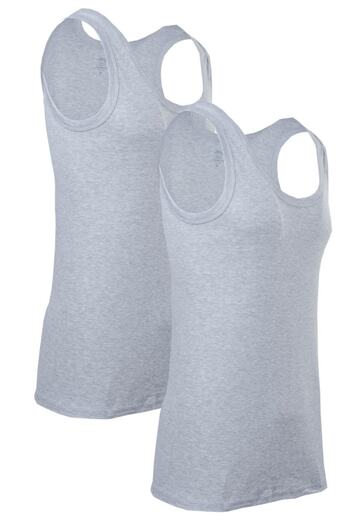 BSM 2-Piece Men's Gray Melange Cotton High Quality Flexible Comfortable Rib Fabric Undershirt