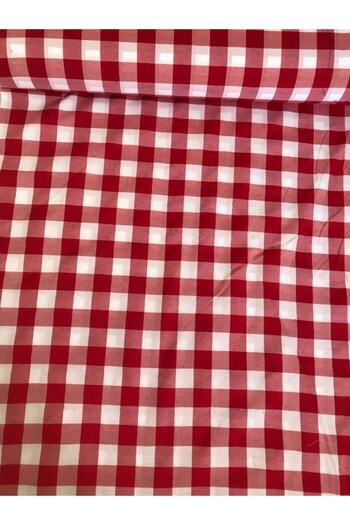 BELMODMODA Red White Large Plaid Checked Zephyr Fabric