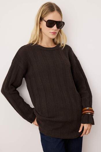 Trendyol Modest Brown Plain Ribbed/Camisole Knitwear Tctaw26Ak00014