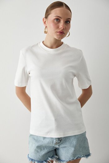 Laluvia Weißes Basic-T-Shirt