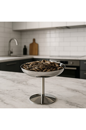 ÖZBURAK Steel High Footed Snack Dessert Treat Serving Bowl & Breakfast Diameter: 11.5 Height: 10.5