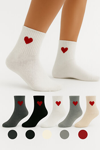 WORTHY SOCKS Чифт от 5 чорапи до глезена с шарка на сърце, 5 чифта