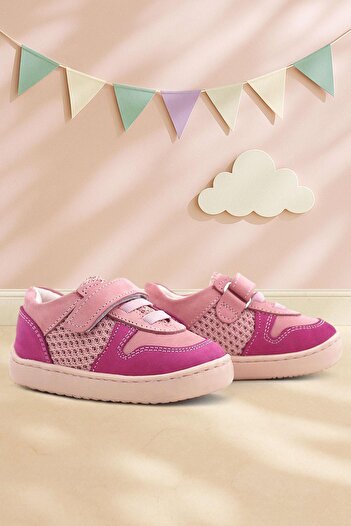 Rakerplus Bob Genuine Leather Pink Barefoot Velcro Elastic Baby Sneaker Shoes