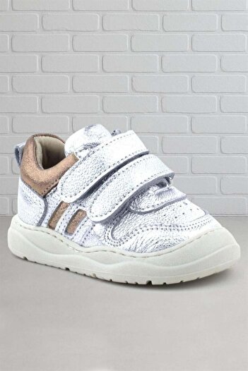 Rakerplus Schaggy Genuine Leather Silver Shiny Baby Sneakers