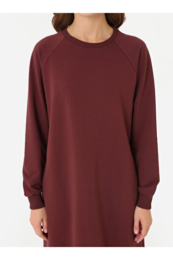 Benin Crew Neck Long Sweatshirt - Red Brown -