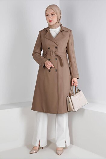 Alvina BELTED BUTTON DETAIL COAT 90382