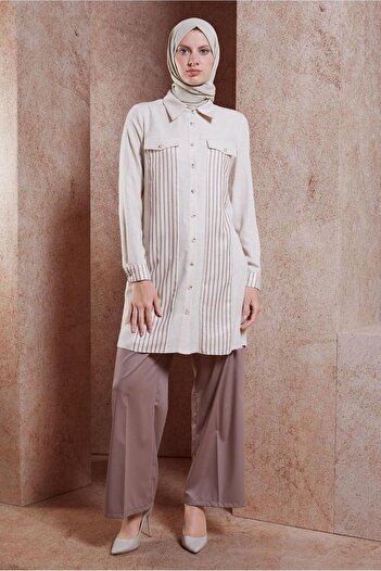 Alvina Striped Linen Effect Tunic 44541