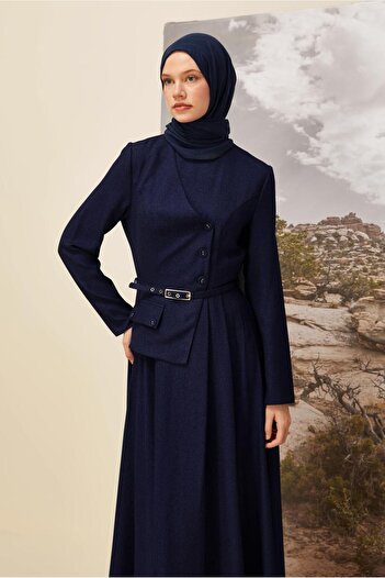 Alvina CEKET GÖRÜNÜMLÜ KEMERLİ ELBİSE 45988