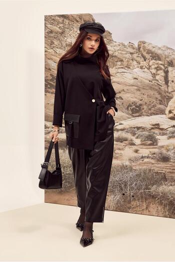 Alvina Artificial Leather Pants 70916