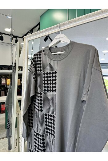MERAM BUTİK Adn Thin Knit Tunic Silvery - Gray - 1