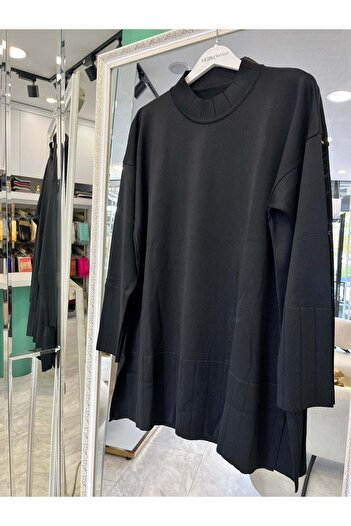 MERAM BUTİK Adn Thin Knit Tunic - Black - 2