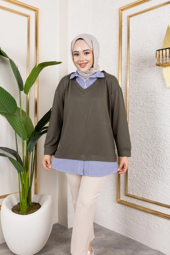 Moda MSK Women's Shirt Detailed Modal Fabric Tunic