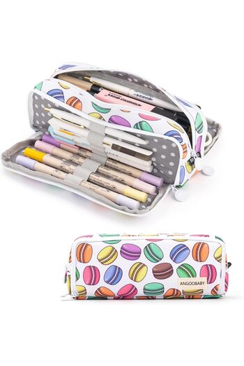 fulina Large Pencil Case Big Capacity 3 Compartments Canvas Pencil Pouch for Teen Boys Girls School Student
