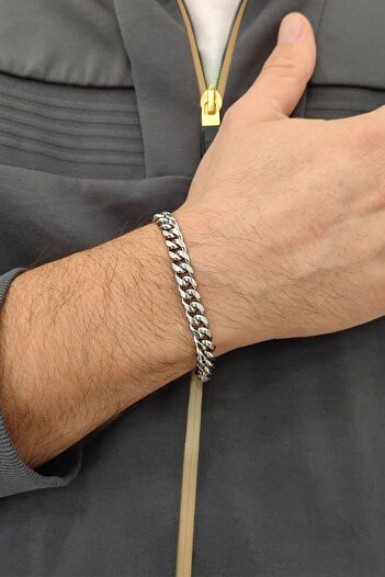 Chavin 8 Mm. 20cm. Gray Steel Men's Bracelet Er06By
