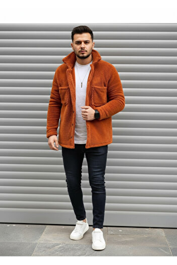 İnsane Minds Unisex Regular Fit Τσέπη Λεπτομερές Χοντρό Λούτρινο Μπουφάν