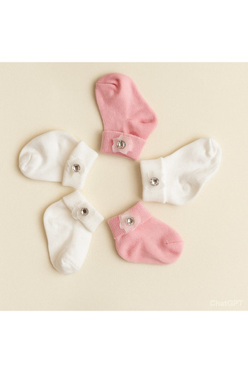 Akface 5 Pairs of Gift Baby Socks with Accessories in Box