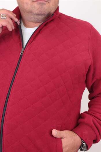 MocGrande Large Size Zippered Cardigan Diamond 23281 Claret Red