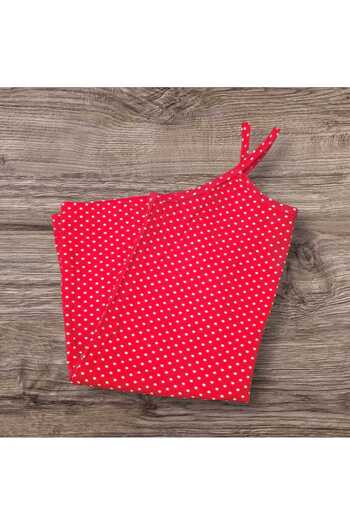 ESTA STORE Red and White Polka Dot Tank Top with String Straps