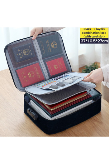 Choice Black File Pack Multi functional certificates Pack Large Capacity Storage box Handheld Home Lock cer