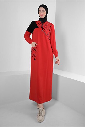 Alvina Stone Detailed Patterned Tracksuit Dress - 43724