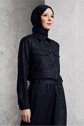 Alvina 45185 Model Jacquard Skirt Suit