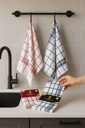 Dania 🧺 Checked Cotton Kitchen Towel - 50 x 74 cm