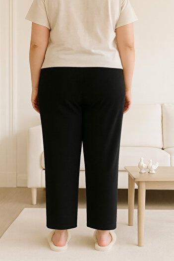 ŞIK VE MUTLU Plus Size Wide Leg Striped Sweatpants