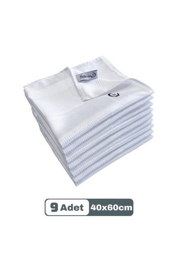 PELLA-EU Microfiber Glass Cloth General Cleaning Cloth Kitchen Bathroom Surface 9 Pieces White 40X60Cm