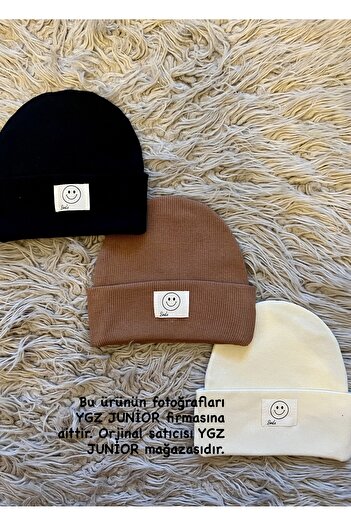 enes baby Ygz Junior 3-Pack Flexible Camisole Smiley Face Embroidered Beanie Set