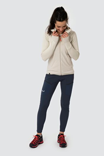 Salewa Γυναικείο φούτερ με κουκούλα Puez Hybrid PL Beige Melange