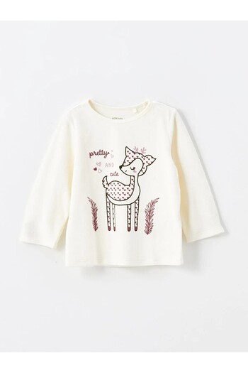 LC Waikiki Lcw Babyekru Crew Neck Velvet Baby Girl Pajama Set