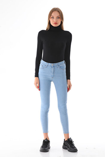 penyebizden Γυναικείο φορμάκι Viscose Full Turtleneck με κουμπωτά - Μαύρο