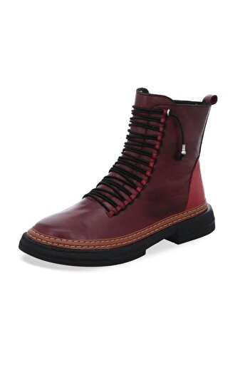 İNZE AYAKKABI Plum Genuine Leather Boots - Model Name: Hematite