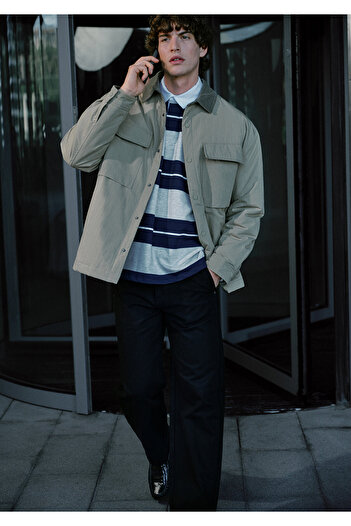Mavi Beige Jacket with Collar Detail Oversize / Wide Cut 0110552-86749