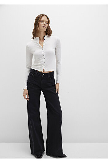 Mavi Button Detailed Ecru T-Shirt Fitted / Bodycon Cut 1613695-70057
