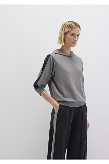 Mavi Striped Detailed Hooded Gray Sweatshirt 1S10443-82577