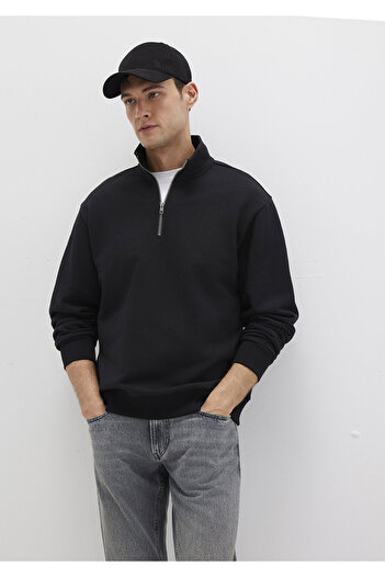 Mavi Semi-Zip Black Basic Sweatshirt 0S10419-900