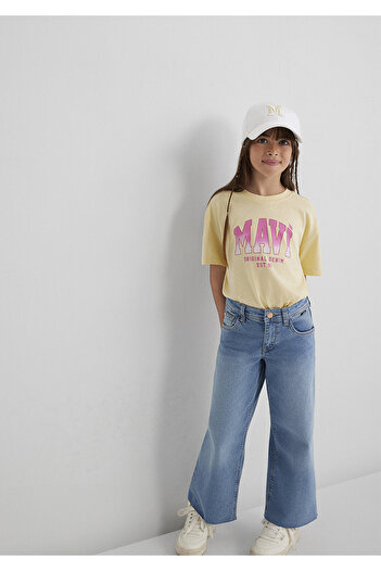 Mavi Logo Printed Yellow T-Shirt Loose Fit / Loose Relaxed Fit 7610386-70024