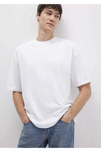 Mavi Λευκό μπλουζάκι Crew Neck Basic Oversize / Φαρδιά κοπή 0613113-620