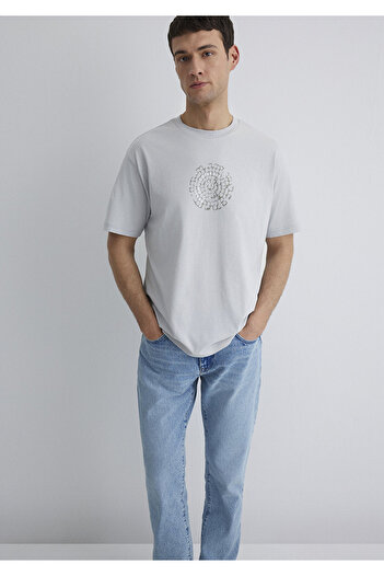 Mavi Ιστορόπολη εμπριμέ γκρι μπλουζάκι Loose Fit / Loose Fit 0612996-70075