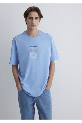Mavi Τυπωμένο μπλε μπλουζάκι Loose Fit / Loose Fit 0612810-85440