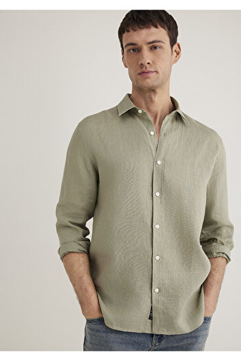 Mavi Πράσινο λινό πουκάμισο Slim Fit 0211466 -71481