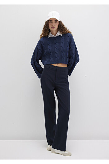 Mavi Navy Blue Crop Sweater - Crew NecK, Short Cut 1710477 -82454