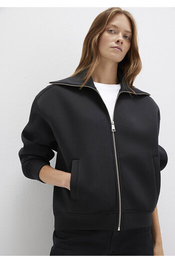 Mavi Sporty Lux Schwarzes Sweatshirt mit Reißverschluss 1S10295-900