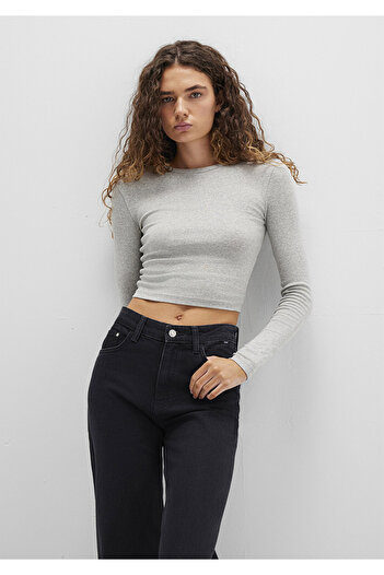Mavi Μακρυμάνικο γκρι Crop Basic T-Shirt Crop / Κοντό κόψιμο 1612822 -88467