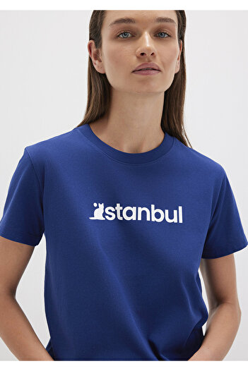 Mavi Tricou cu imprimeu Istanbul Semi Slim Fit 1612111 -70722